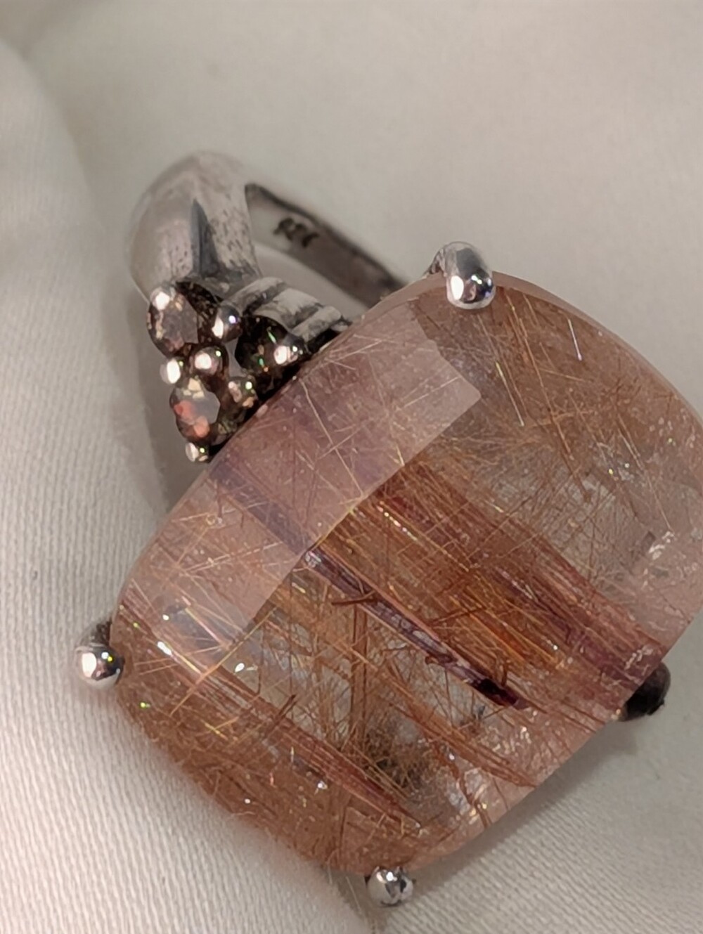 Red Rutilated Quartz & Silver Ring